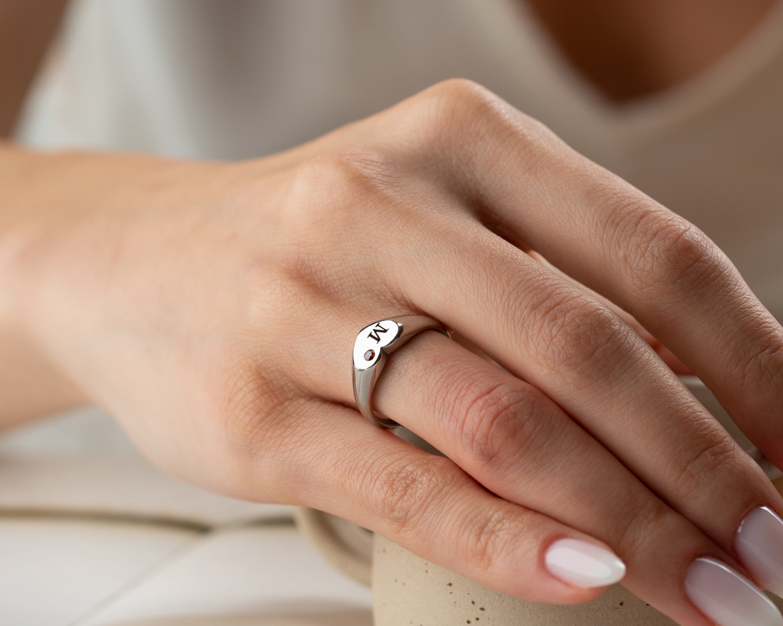 Initial Birthstone Ring