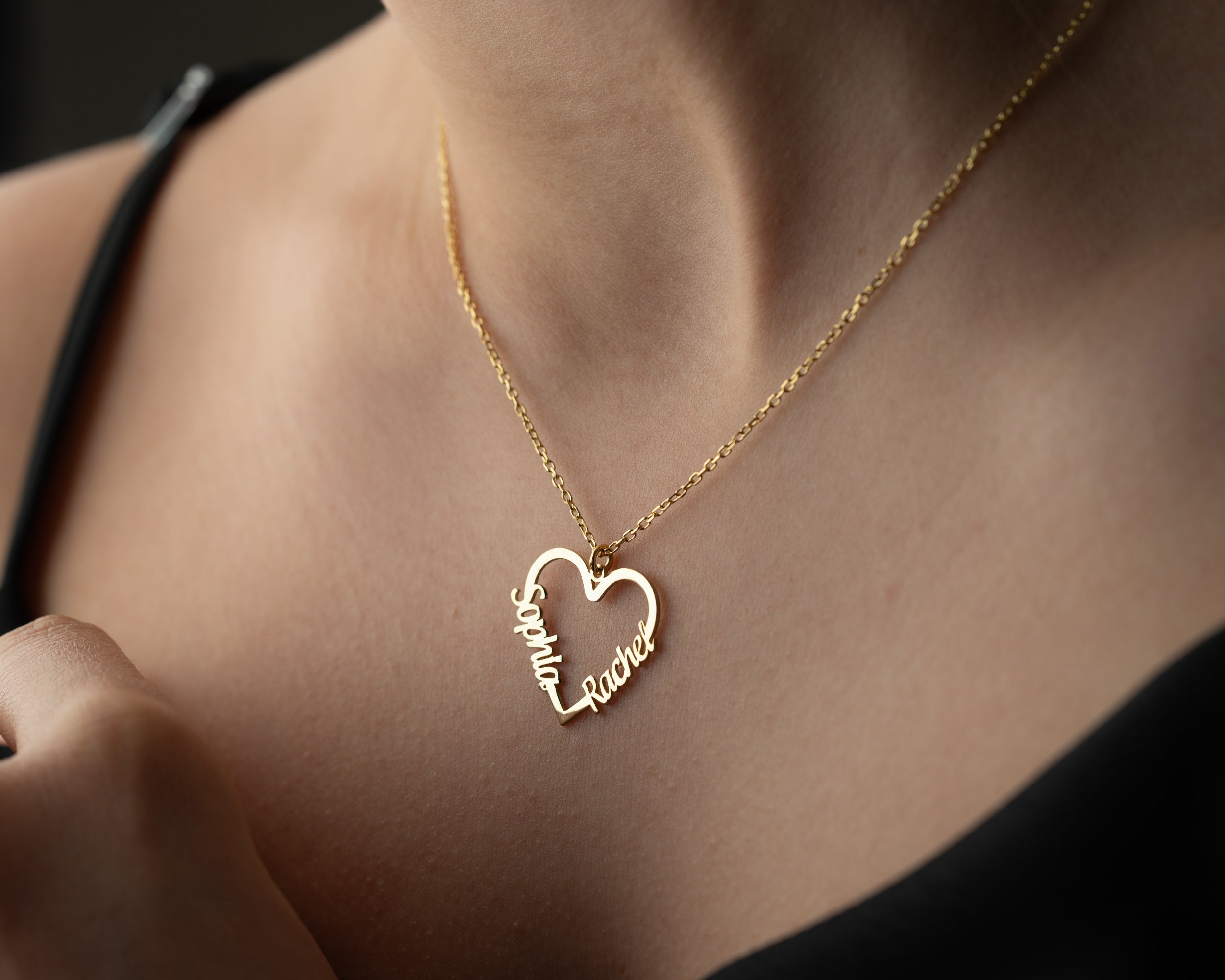 Personalized Double Name Heart Necklace