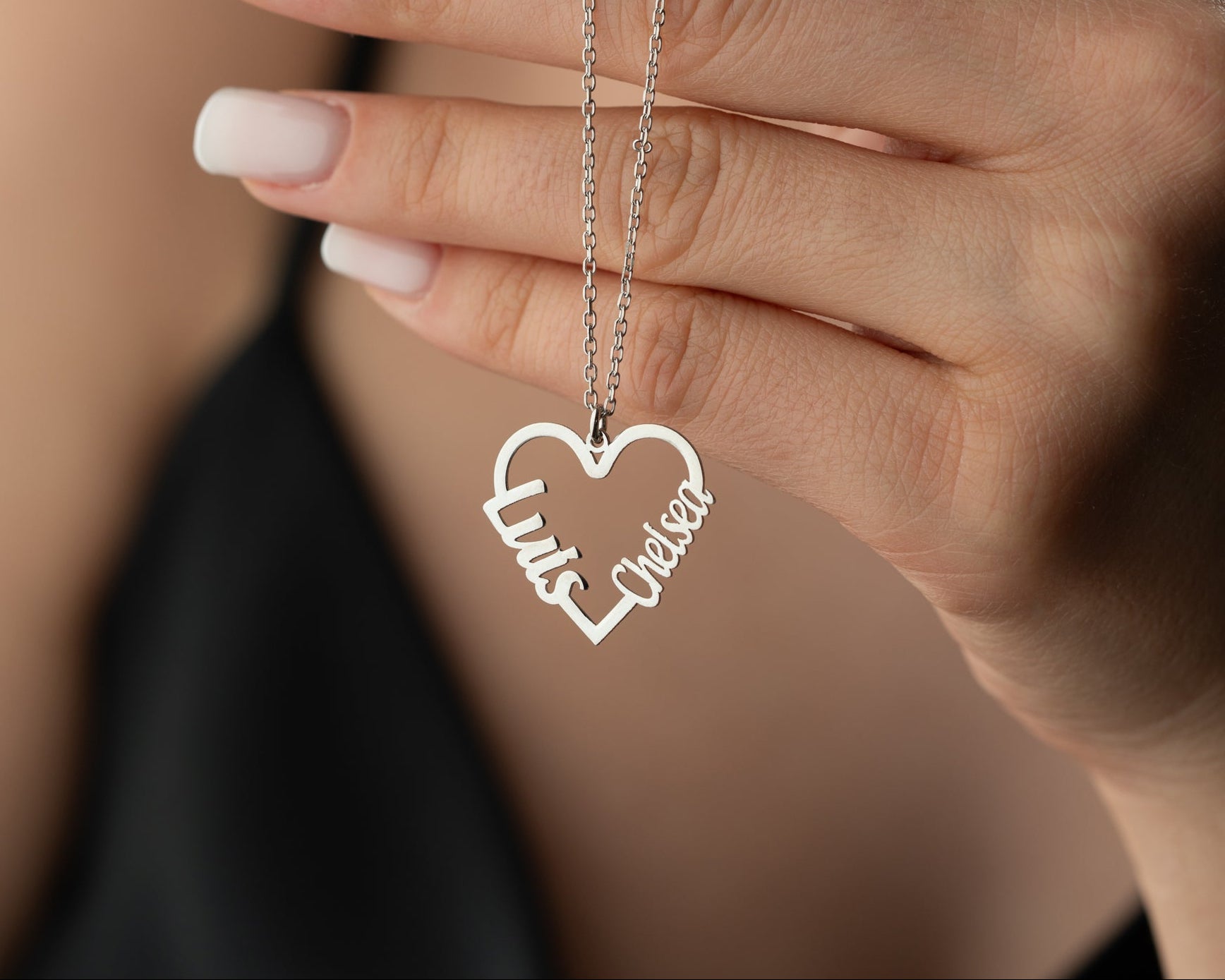 Personalized Double Name Heart Necklace