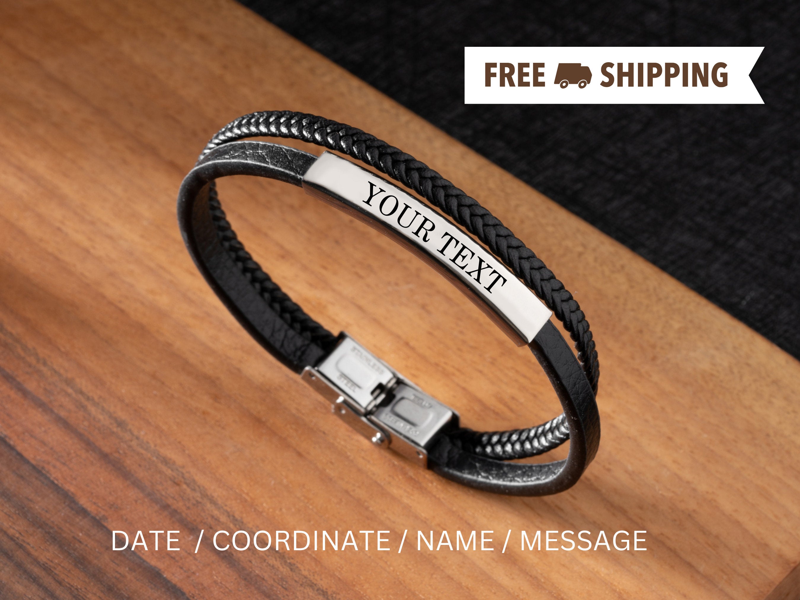 Personalized Leather Bracelet for Men