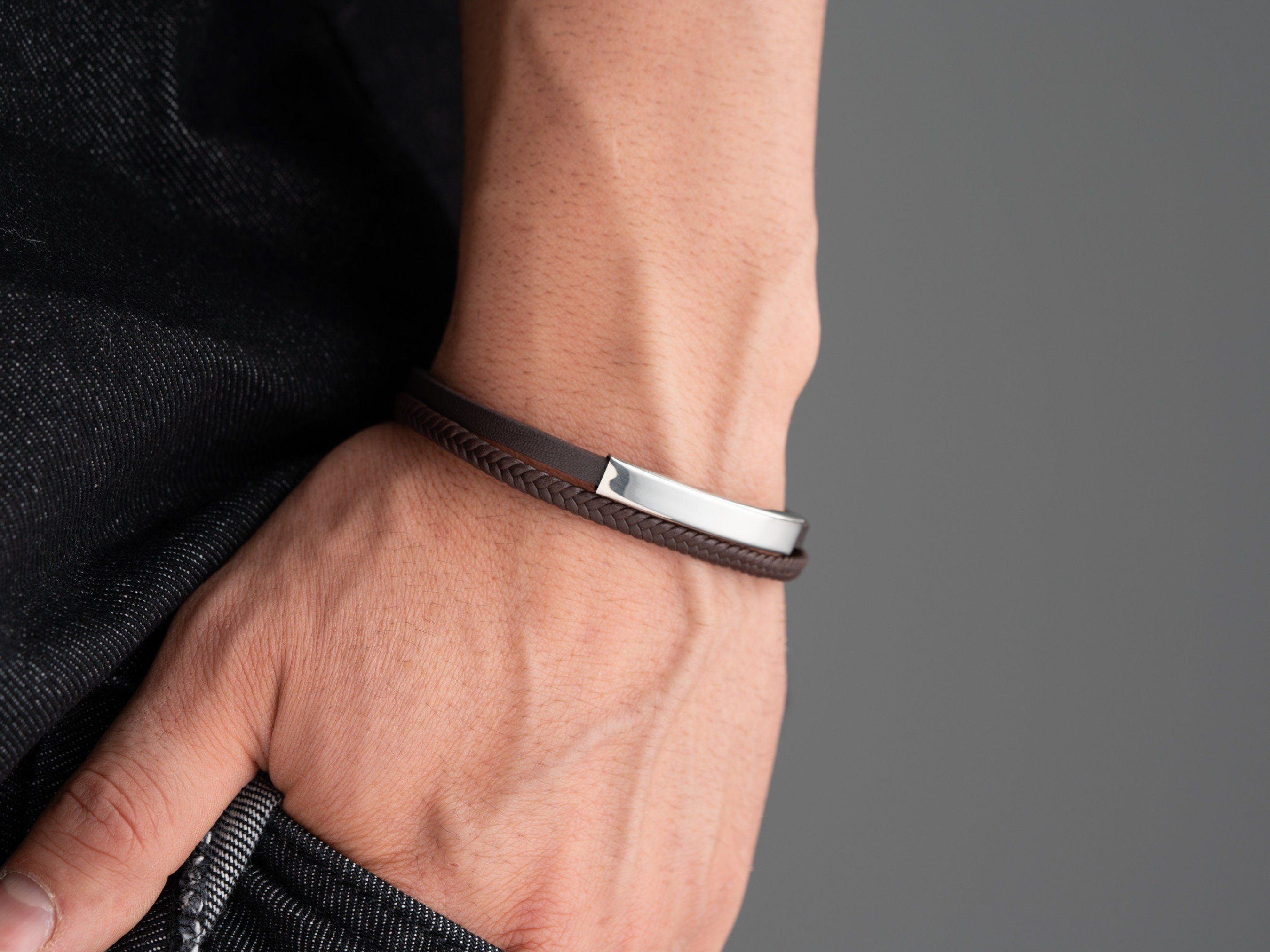 Personalized Leather Bracelet for Men