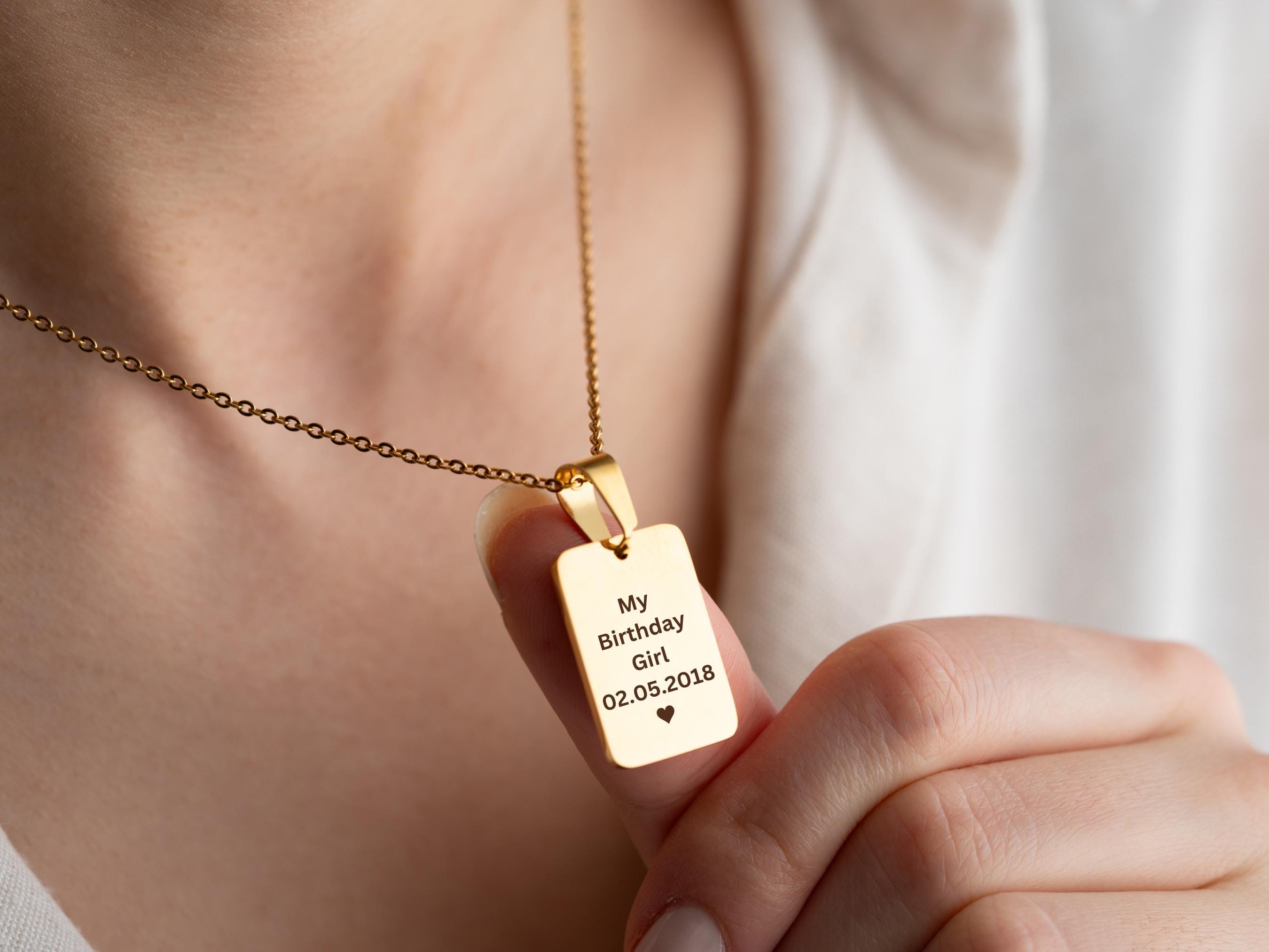 Message Necklace with Birthstone