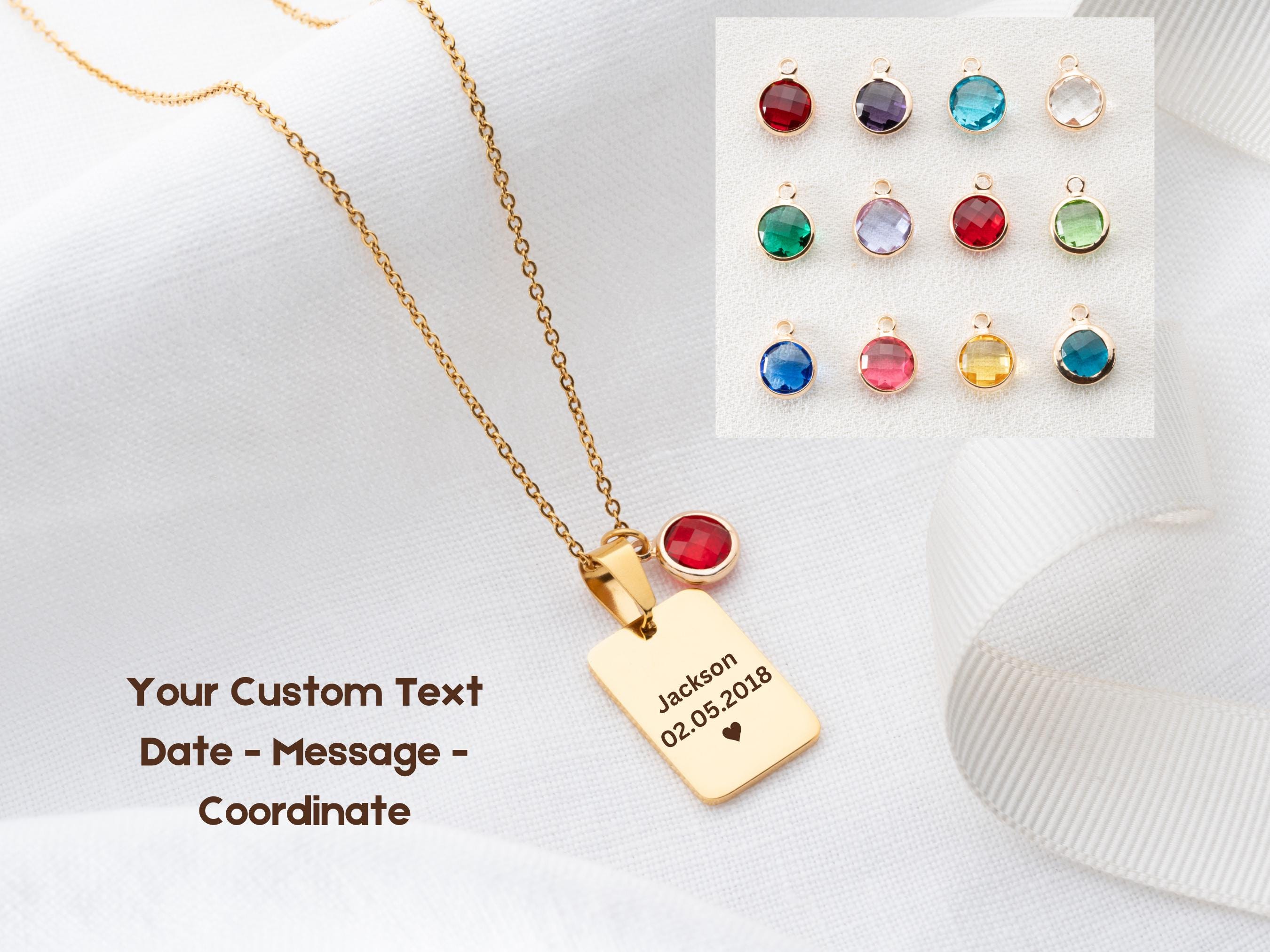 Message Necklace with Birthstone