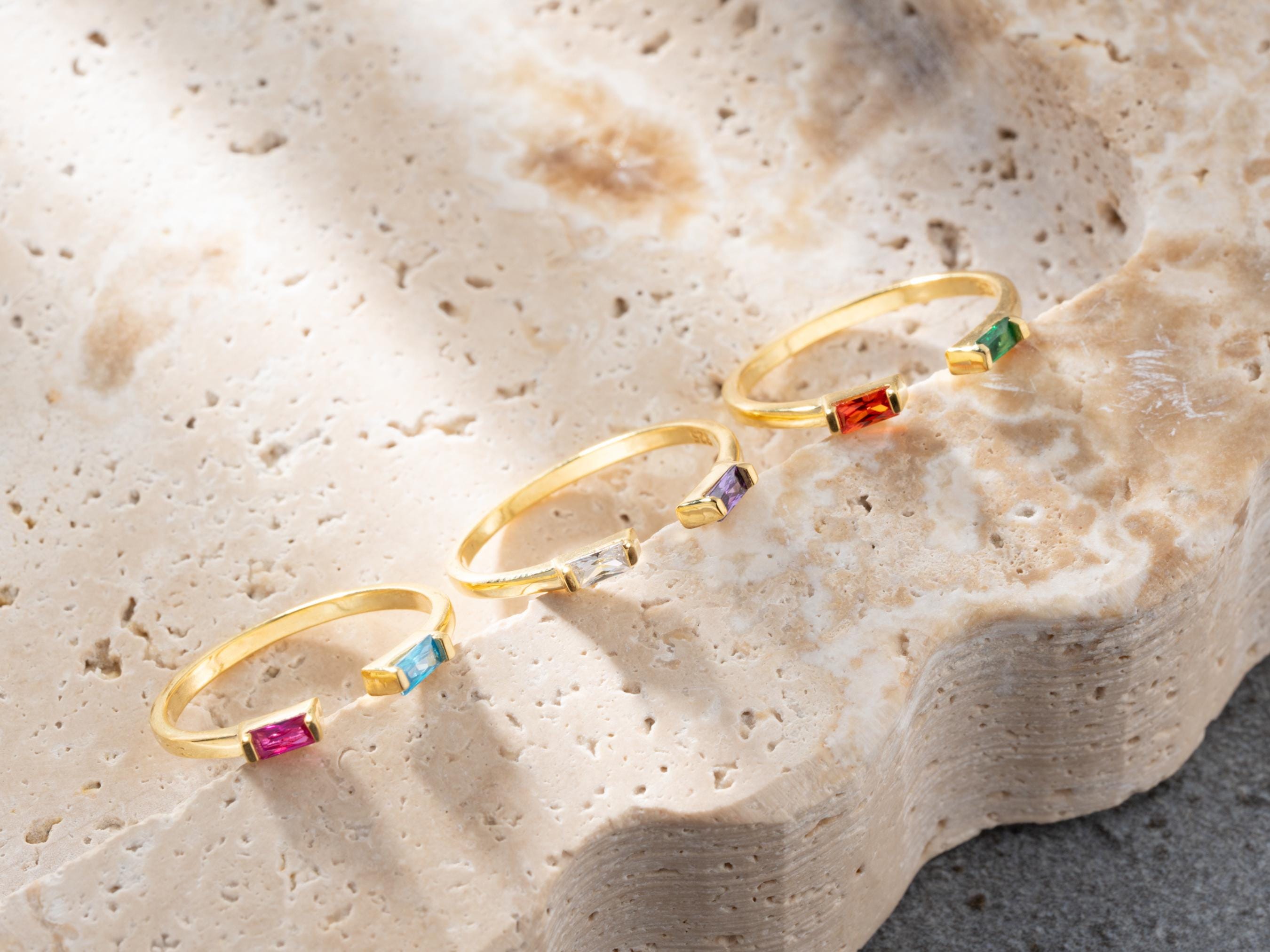 Duo Baguette Birthstone Ring