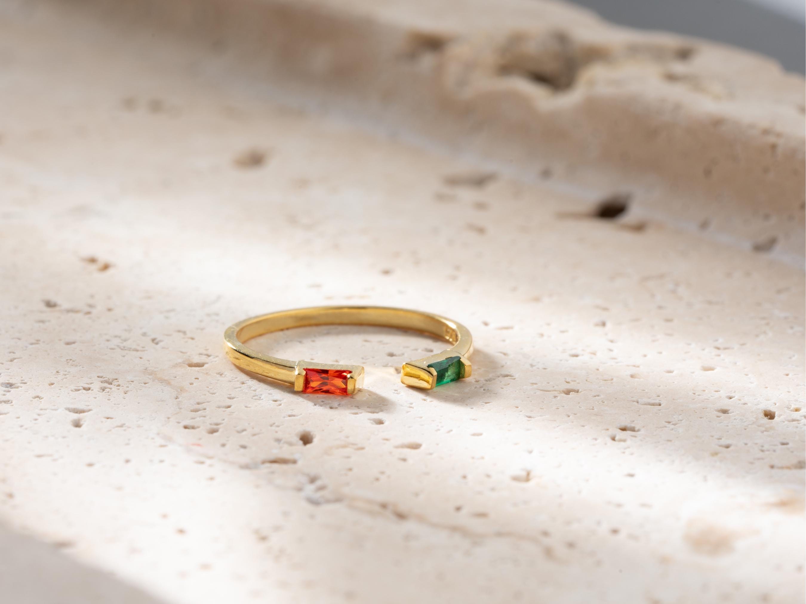 Duo Baguette Birthstone Ring