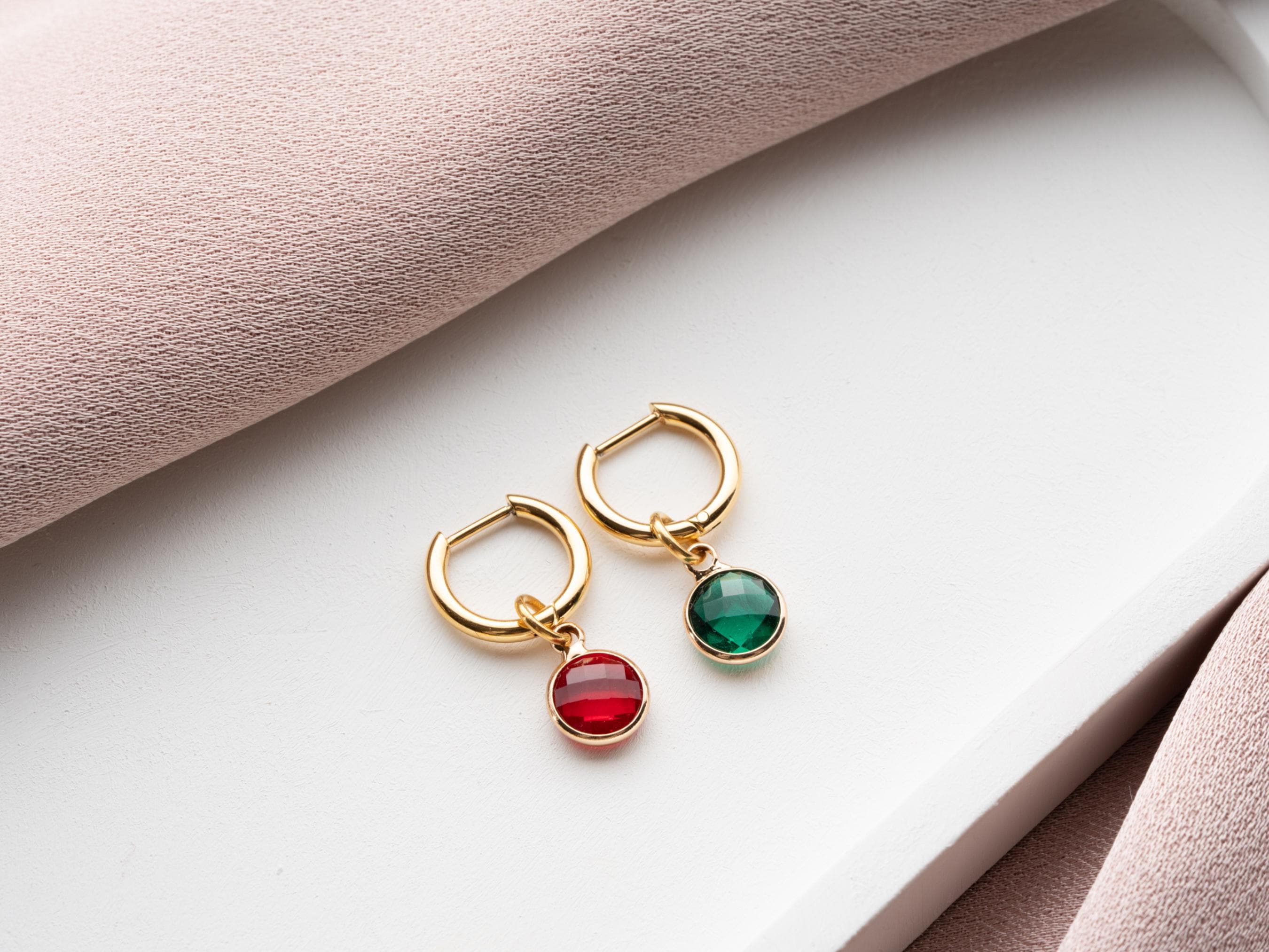 Birthstone Hoop Earrings
