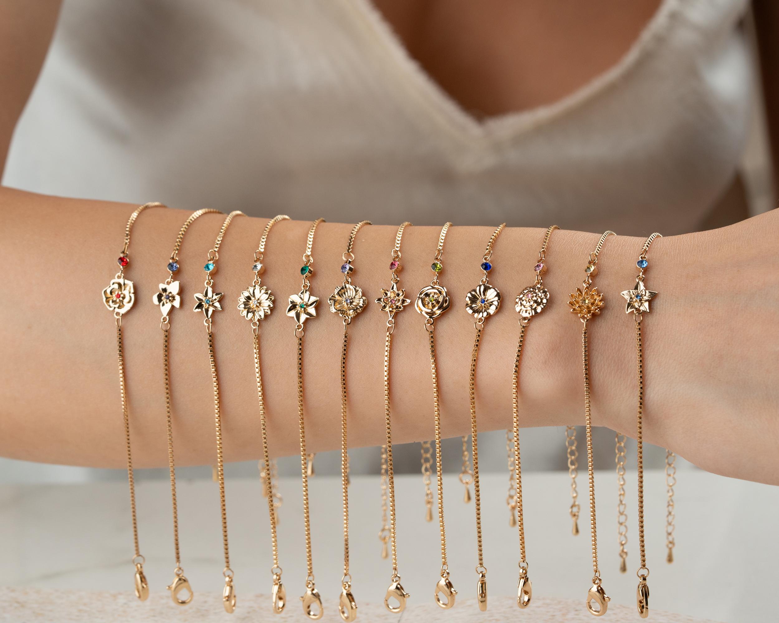 Birthstone & Birth flower Bracelet