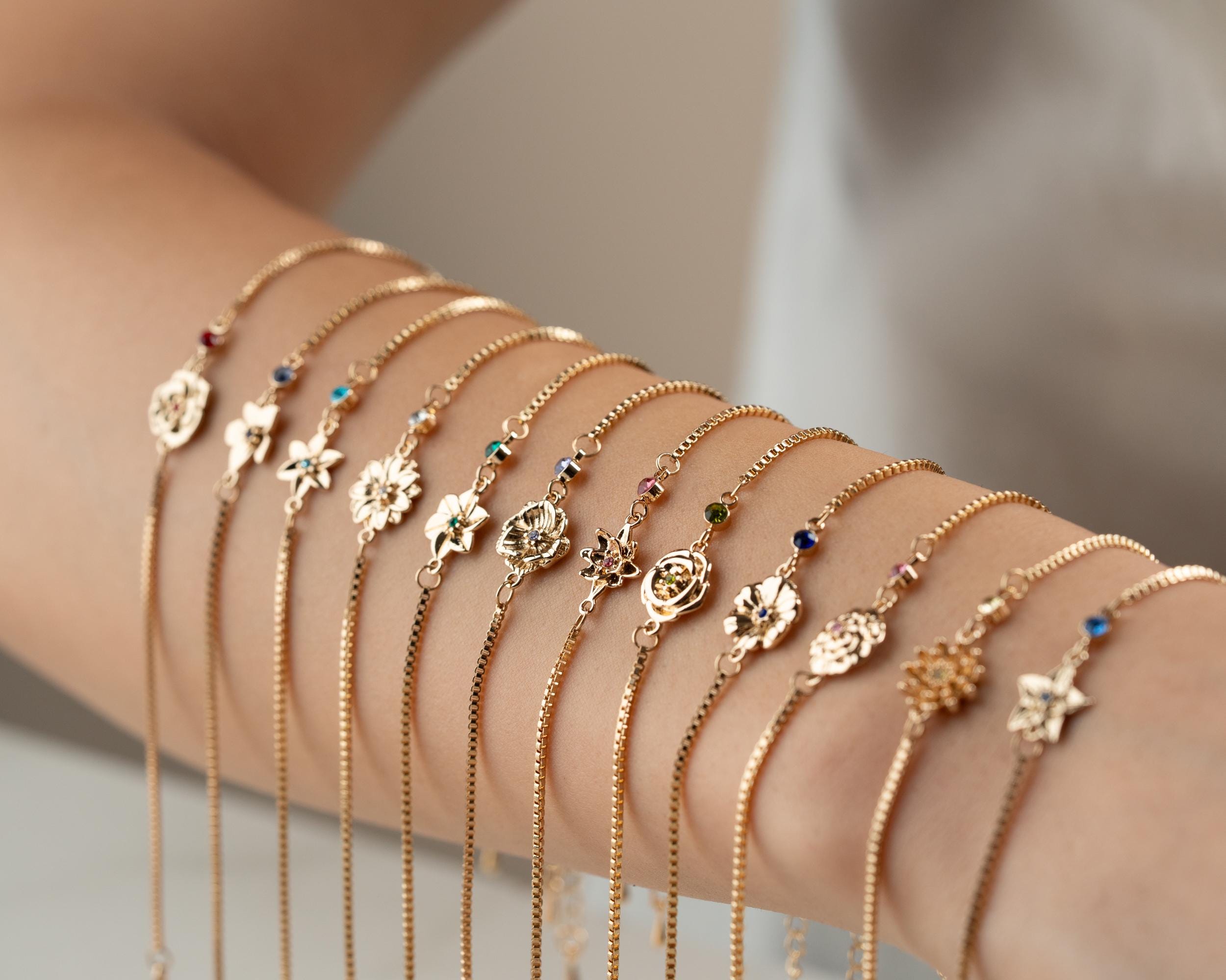 Birthstone & Birth flower Bracelet