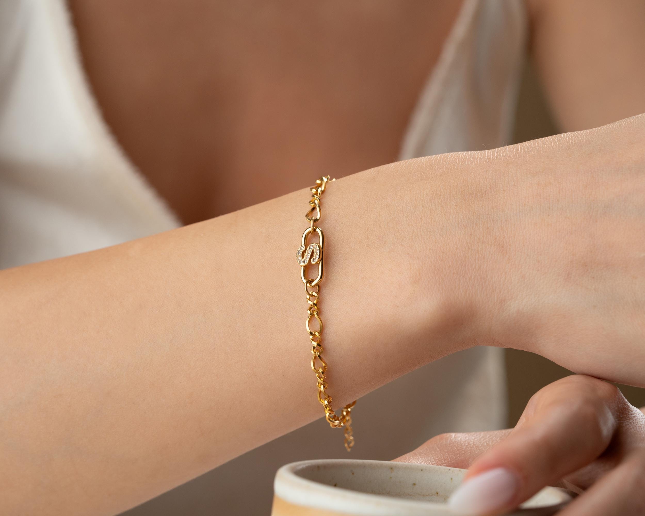 Pave Initial Letter Bracelet