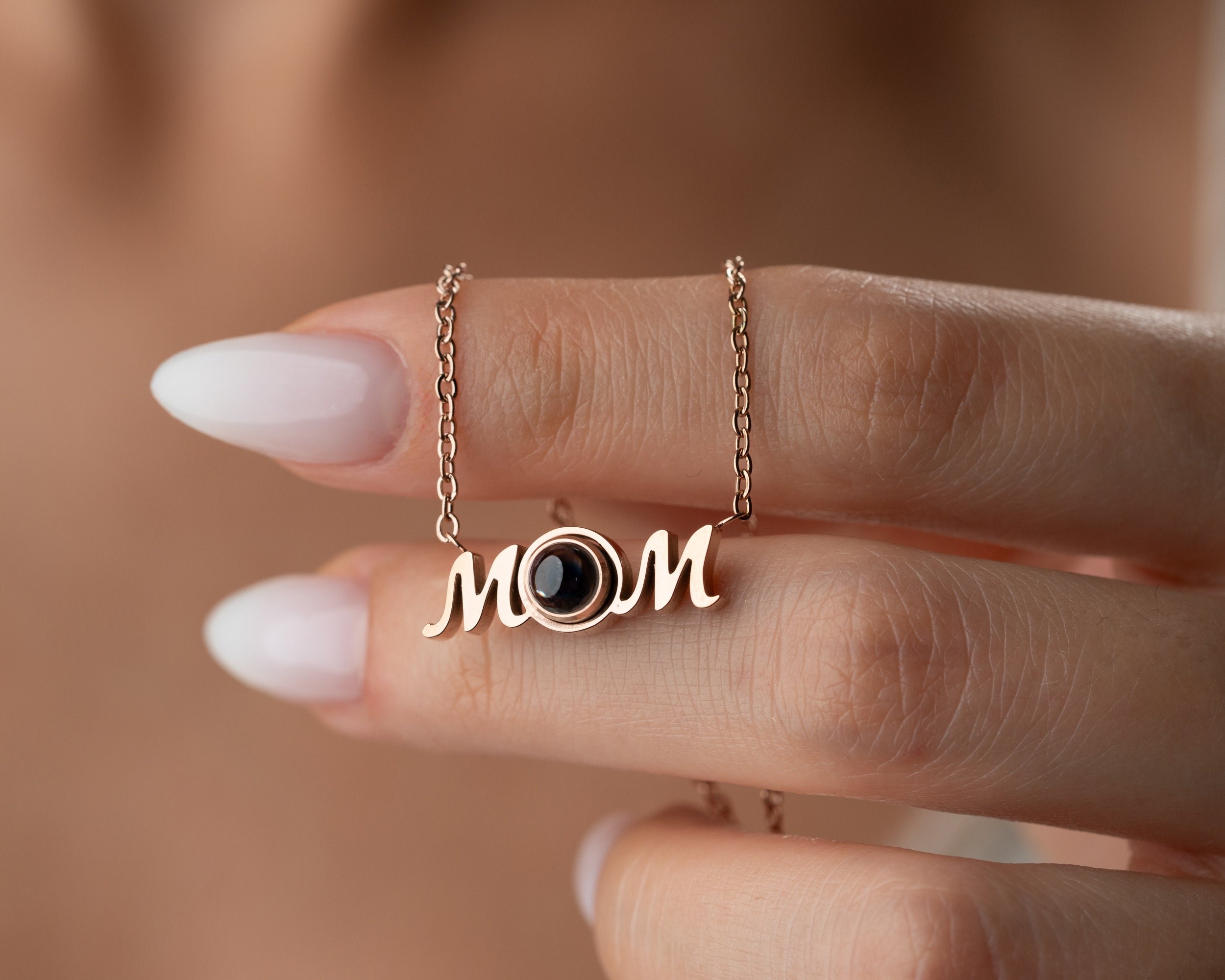 Mom Necklace with 100 Languages I Love You Projection