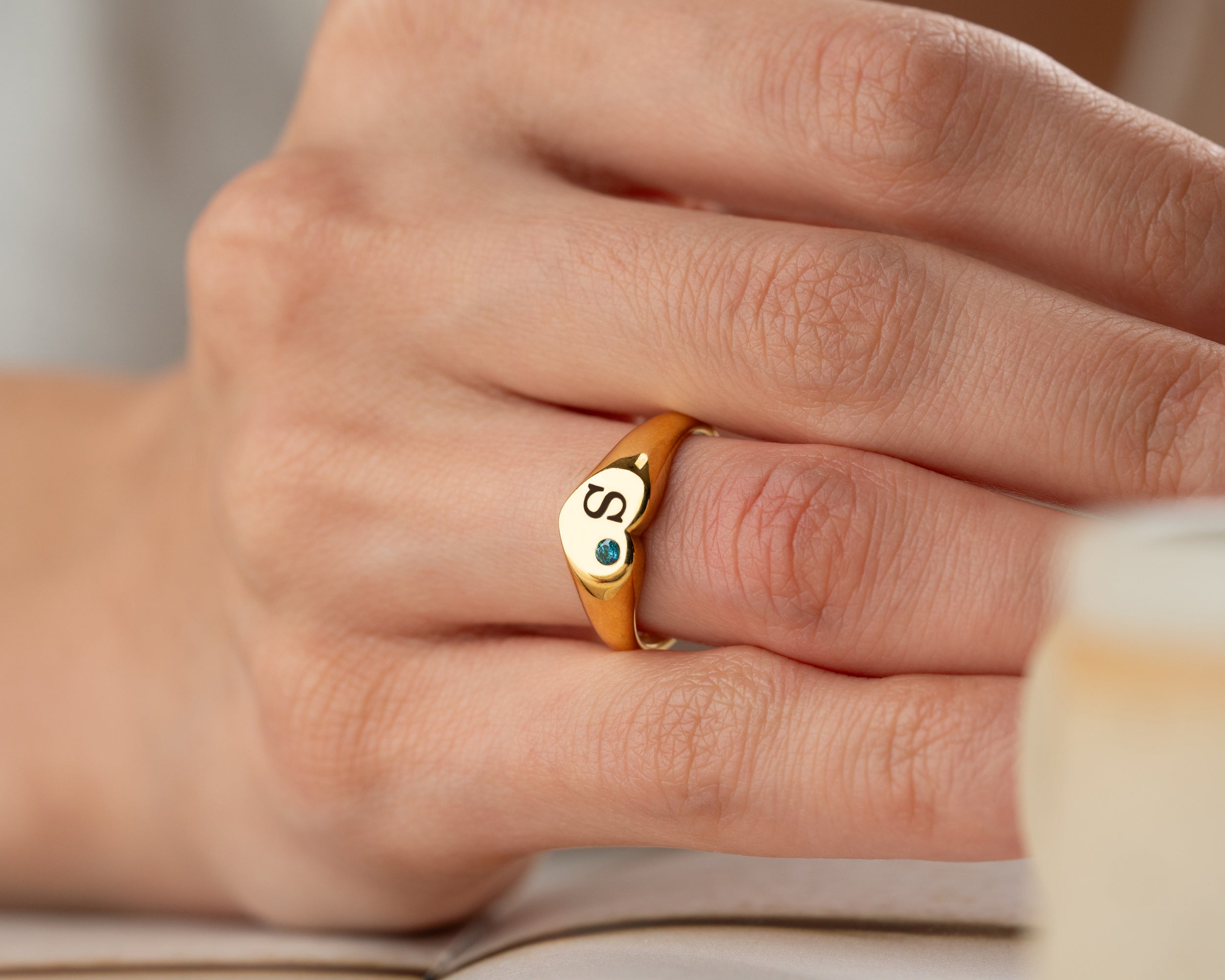 Initial Birthstone Ring