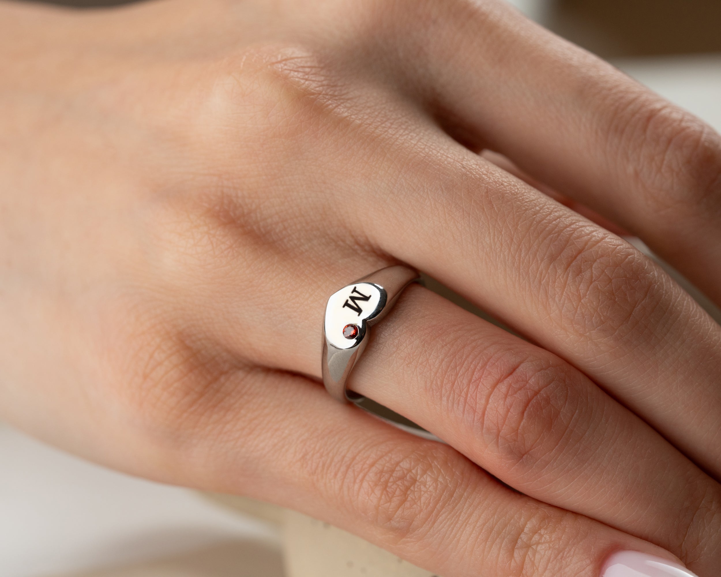 Initial Birthstone Ring