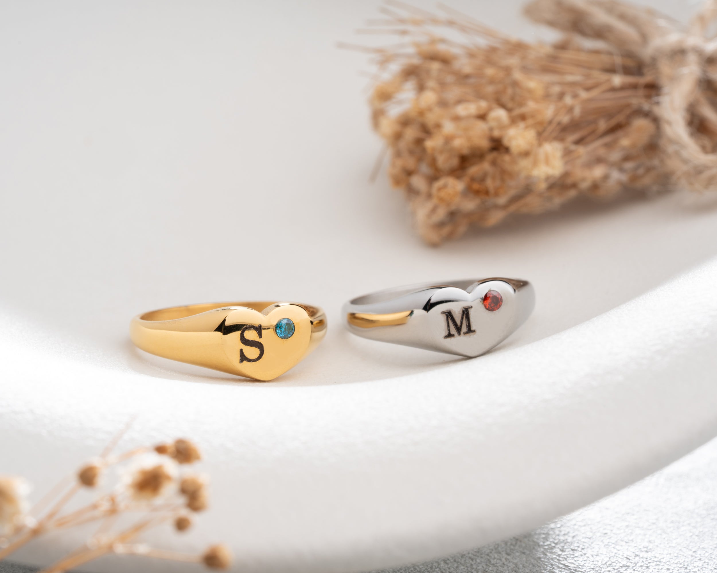 Initial Birthstone Ring