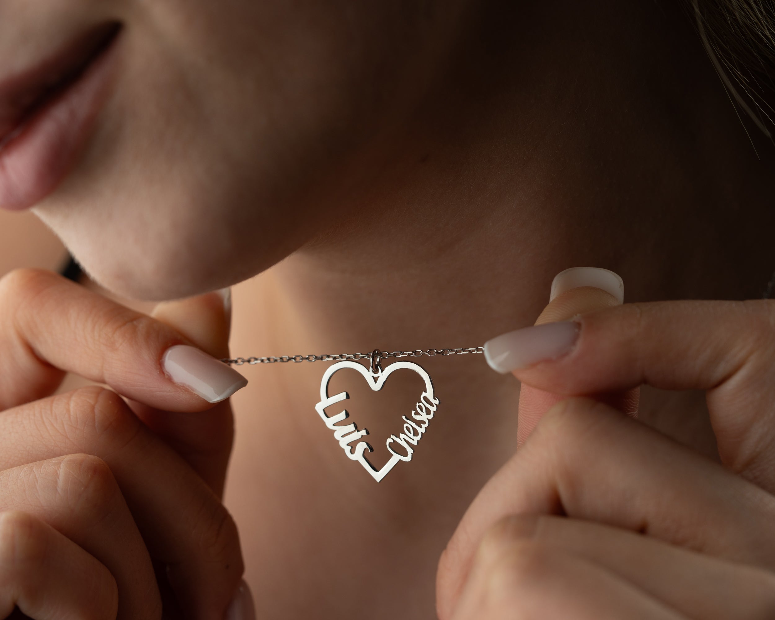 Personalized Double Name Heart Necklace