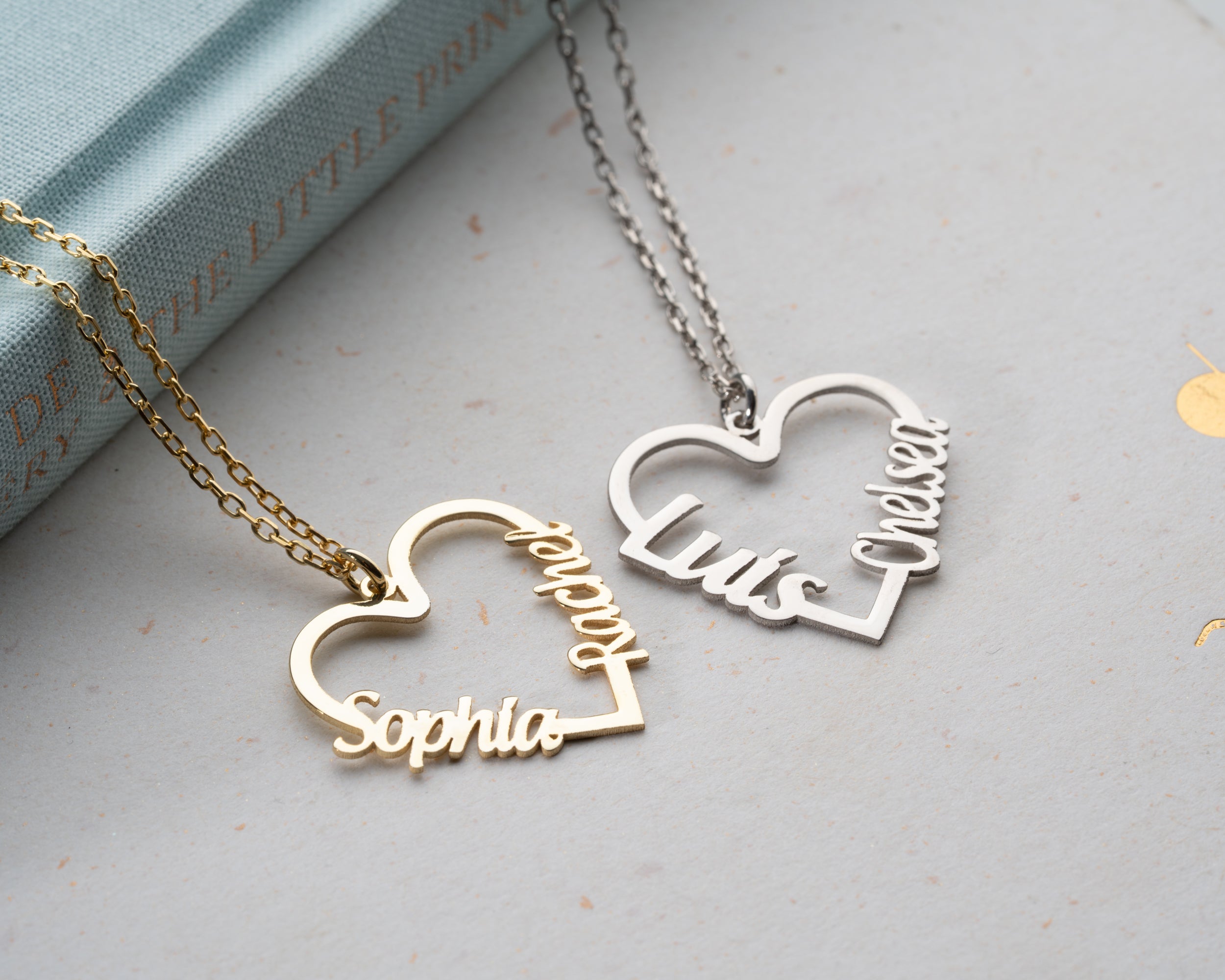 Personalized Double Name Heart Necklace