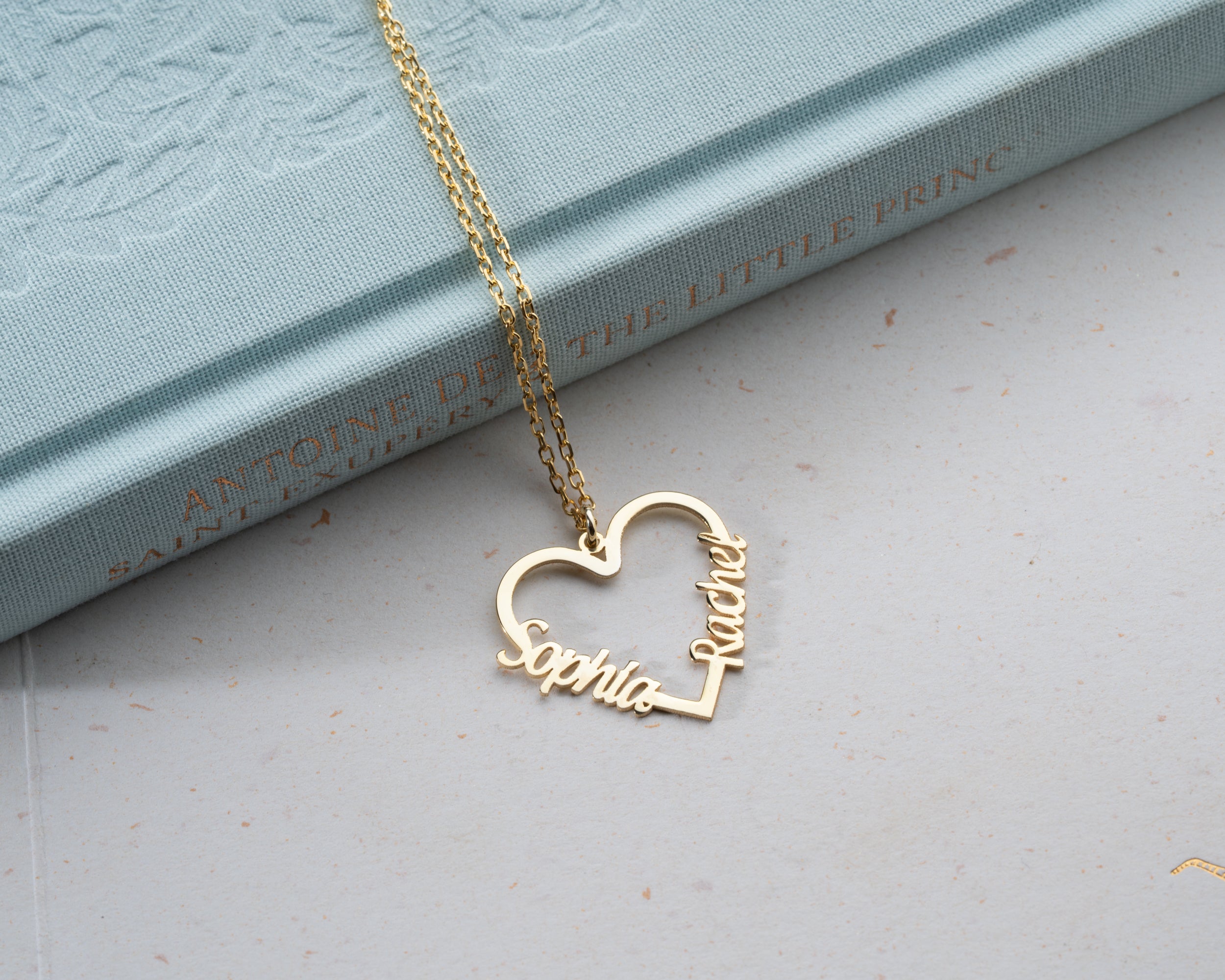 Personalized Double Name Heart Necklace