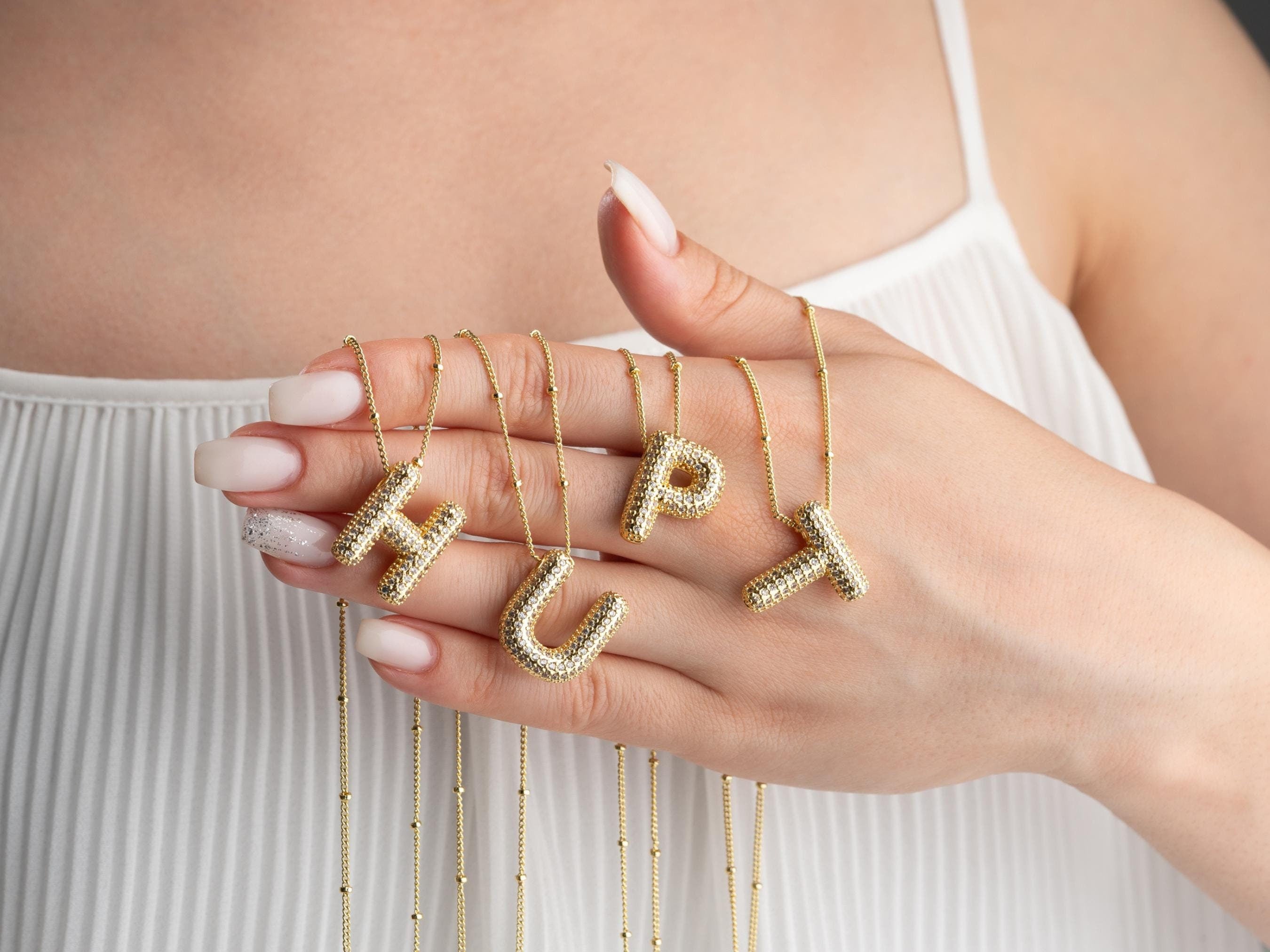 Bubble Initial Necklace