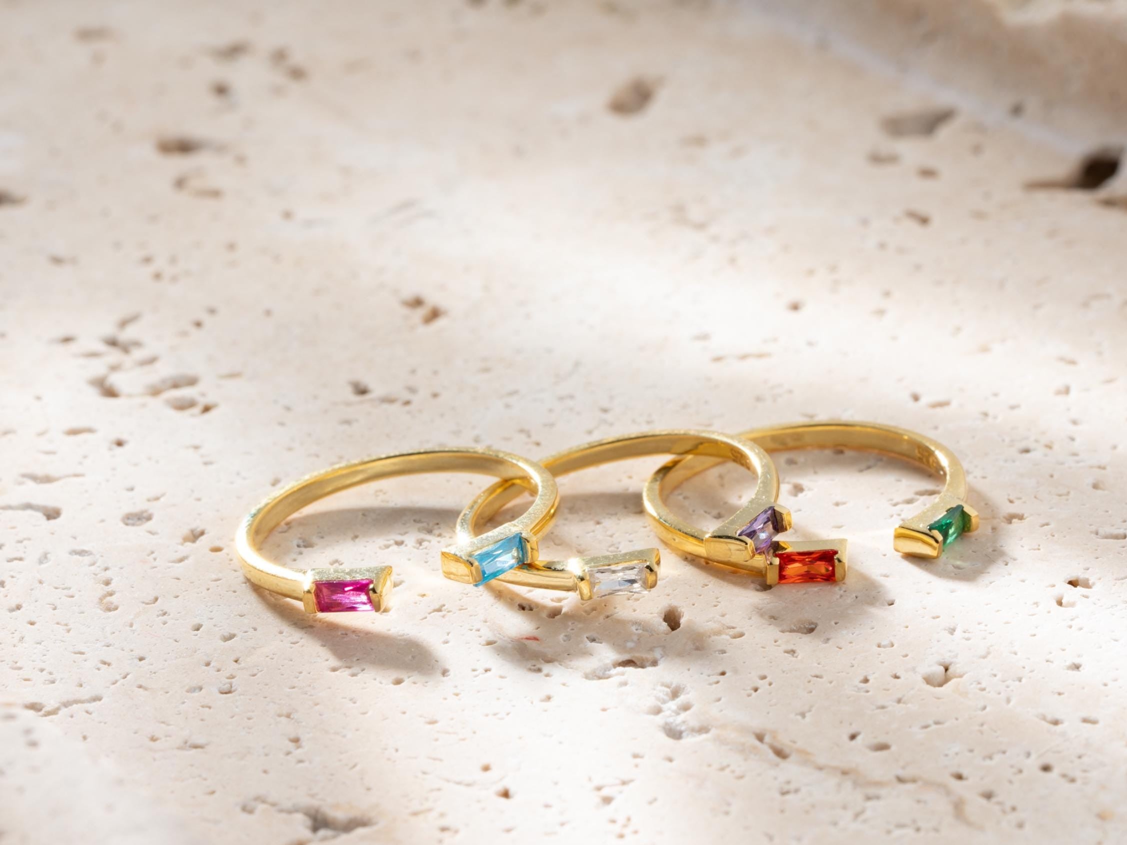 Duo Baguette Birthstone Ring