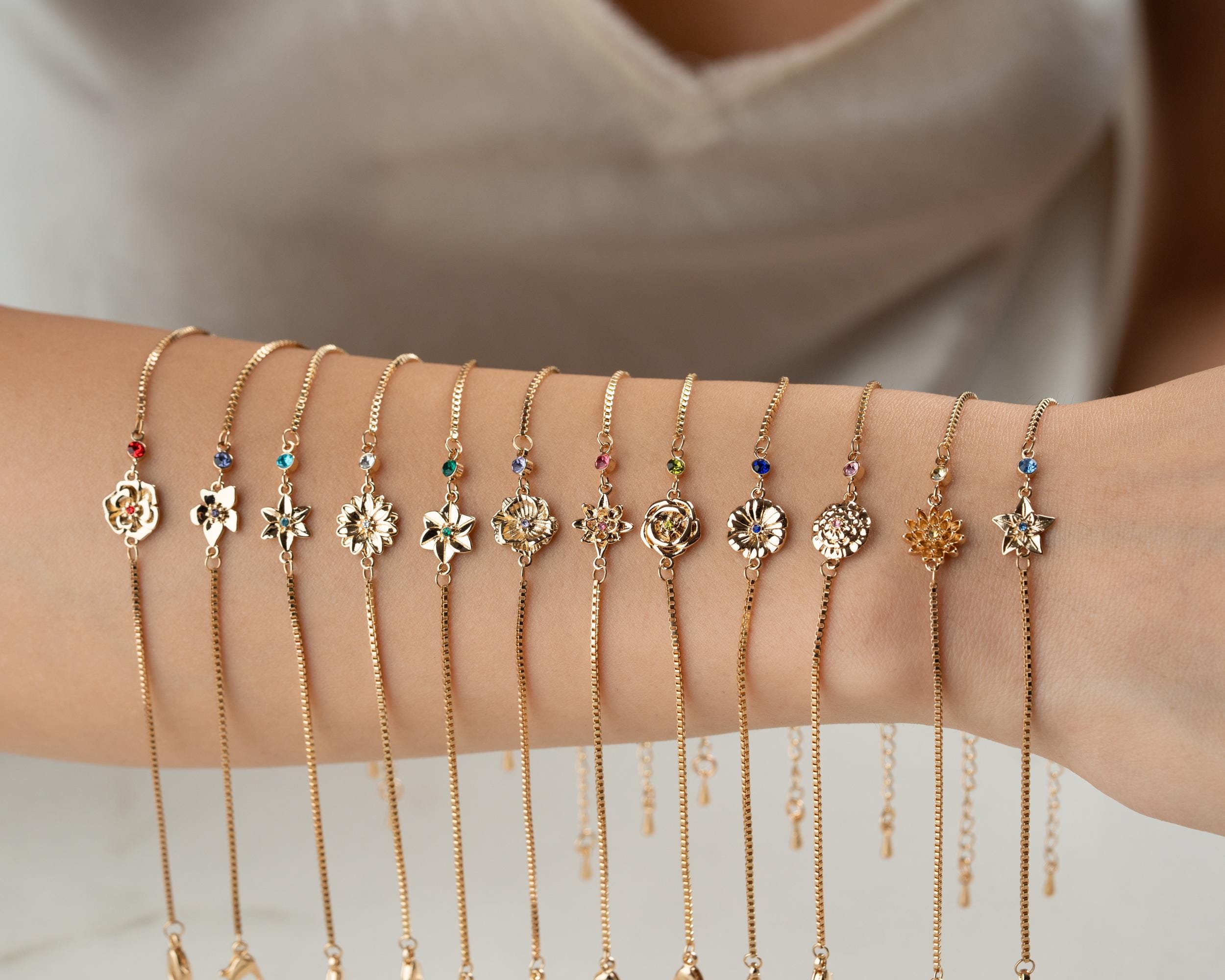 Birthstone & Birth flower  Bracelet