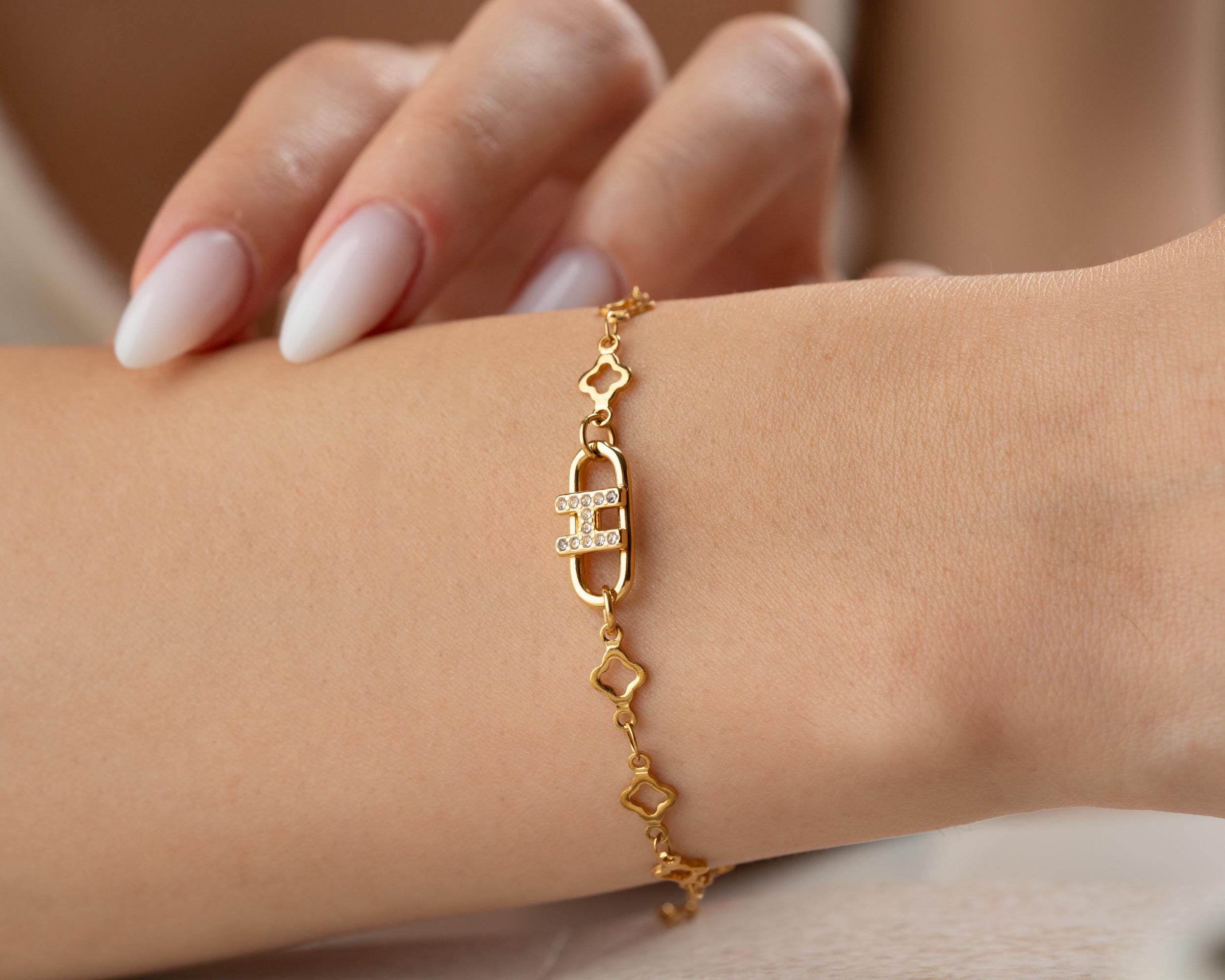 Pave Initial Letter Bracelet