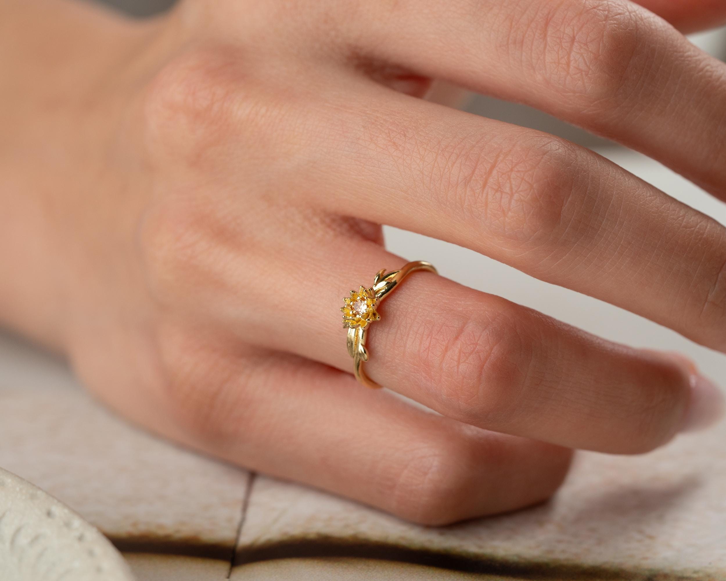 Birth Flower Ring with Birthstone