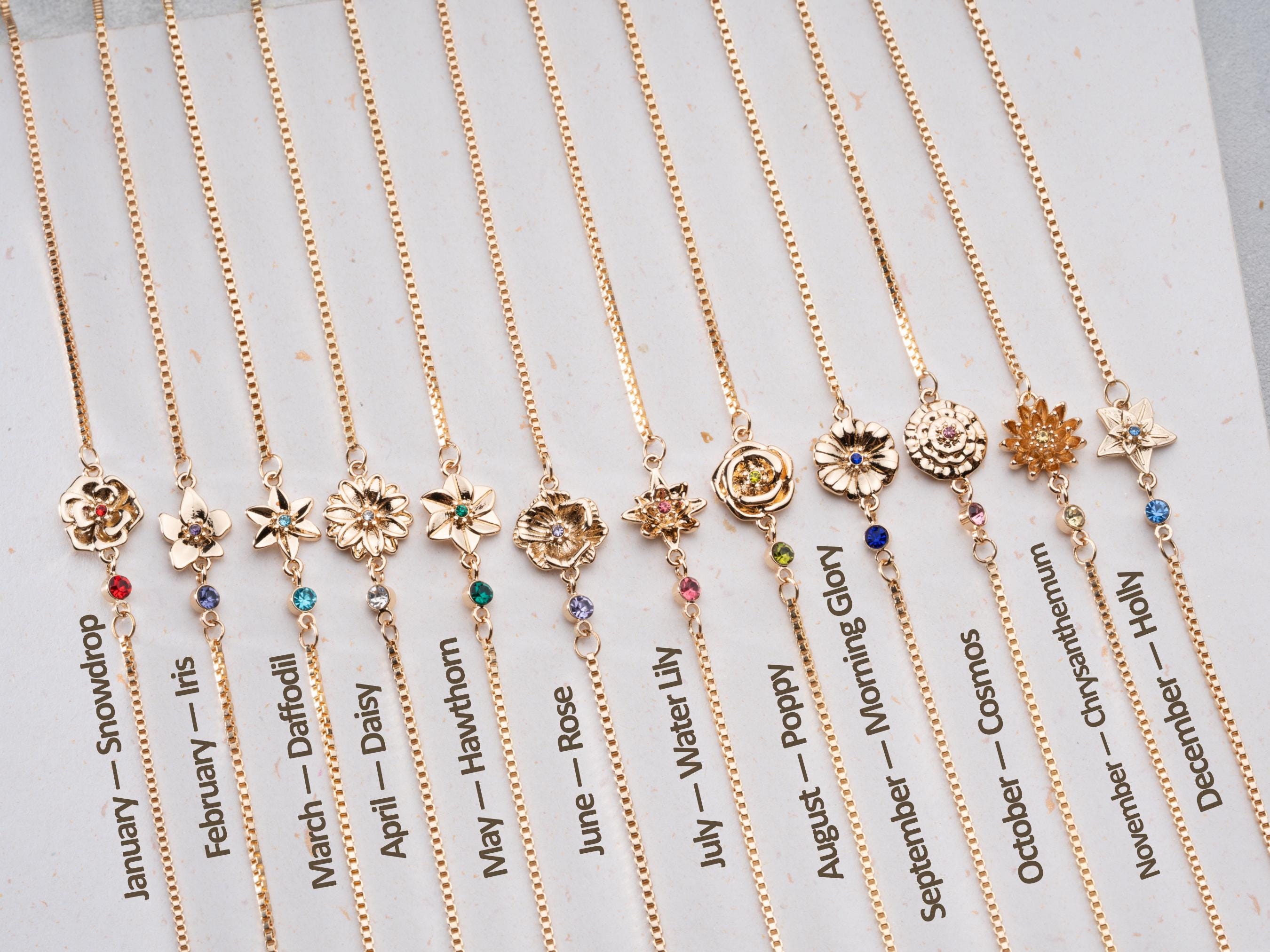 Birthstone & Birth flower  Bracelet