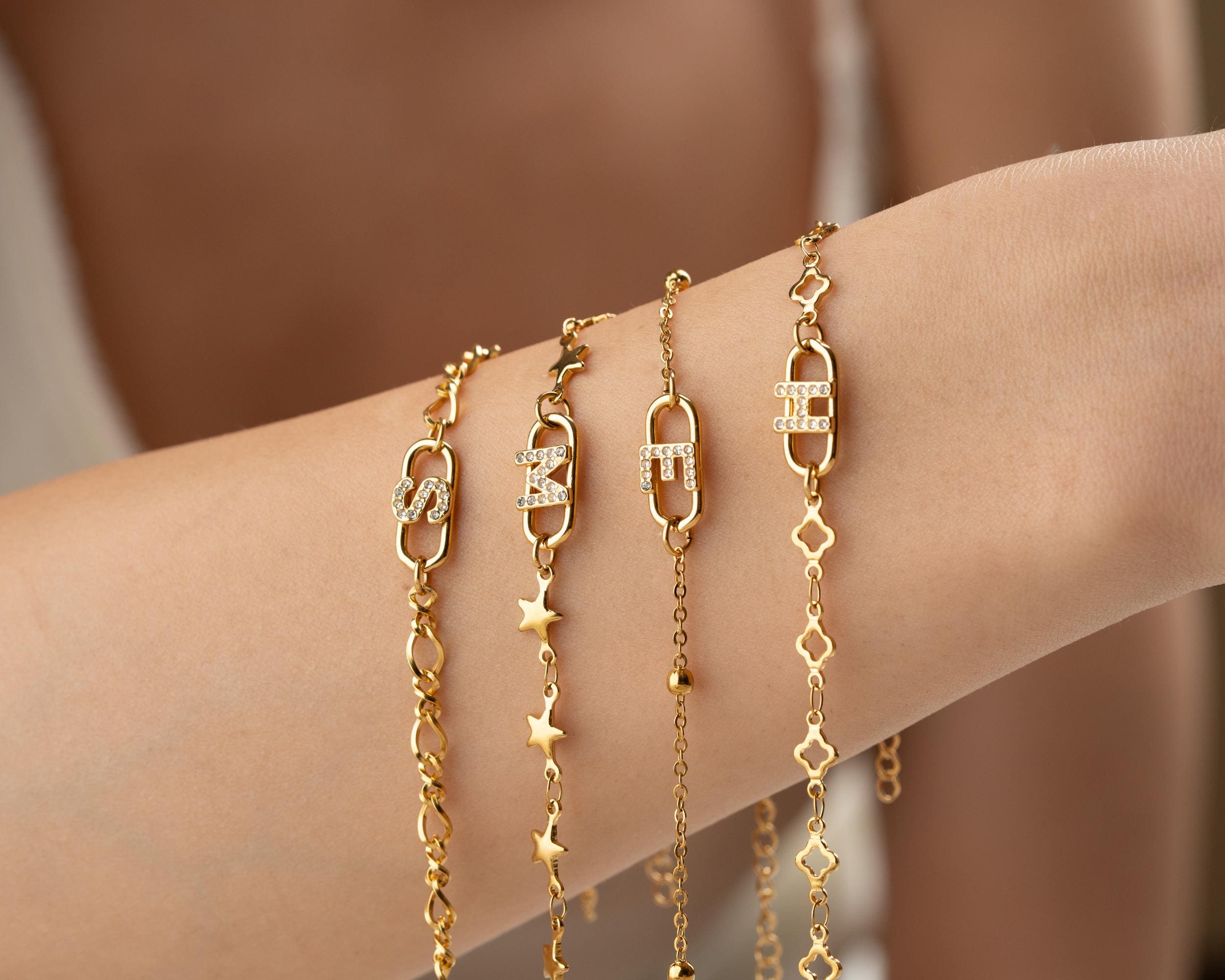 Pave Initial Letter Bracelet